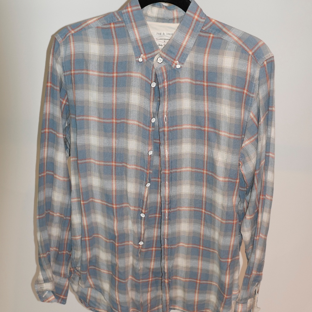 Rag and Bone- Blue, red, white flannel Size Small